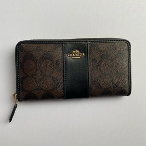 Coach Signature PVC Leather Accordion Zip Wallet